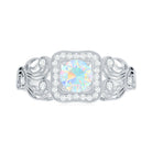 Certified Real Ethiopian Opal Retro Engagement Ring with Diamond AAA - Rosec Jewels