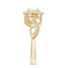 Certified Real Ethiopian Opal Retro Engagement Ring with Diamond AAA - Rosec Jewels