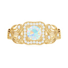 Certified Real Ethiopian Opal Retro Engagement Ring with Diamond AAA - Rosec Jewels