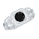 Rosec Jewels-Natural Black Spinel Retro Engagement Ring with Diamond