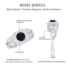 Rosec Jewels-Natural Black Spinel Retro Engagement Ring with Diamond