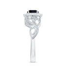 Rosec Jewels-Natural Black Spinel Retro Engagement Ring with Diamond