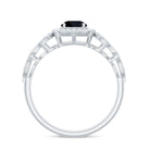 Rosec Jewels-Natural Black Spinel Retro Engagement Ring with Diamond