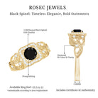 Rosec Jewels-Natural Black Spinel Retro Engagement Ring with Diamond
