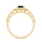 Rosec Jewels-Natural Black Spinel Retro Engagement Ring with Diamond