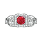Rosec Jewels-Certified Lab Created Ruby Antique Engagement Ring with Diamond
