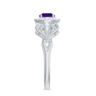Rosec Jewels-Vintage Inspired Real Amethyst Engagement Ring with Diamond