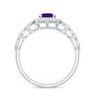 Rosec Jewels-Vintage Inspired Real Amethyst Engagement Ring with Diamond