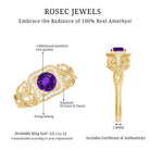 Rosec Jewels-Vintage Inspired Real Amethyst Engagement Ring with Diamond
