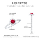Certified Lab Grown Ruby and Diamond Halo Engagement Ring AAAA - Rosec Jewels