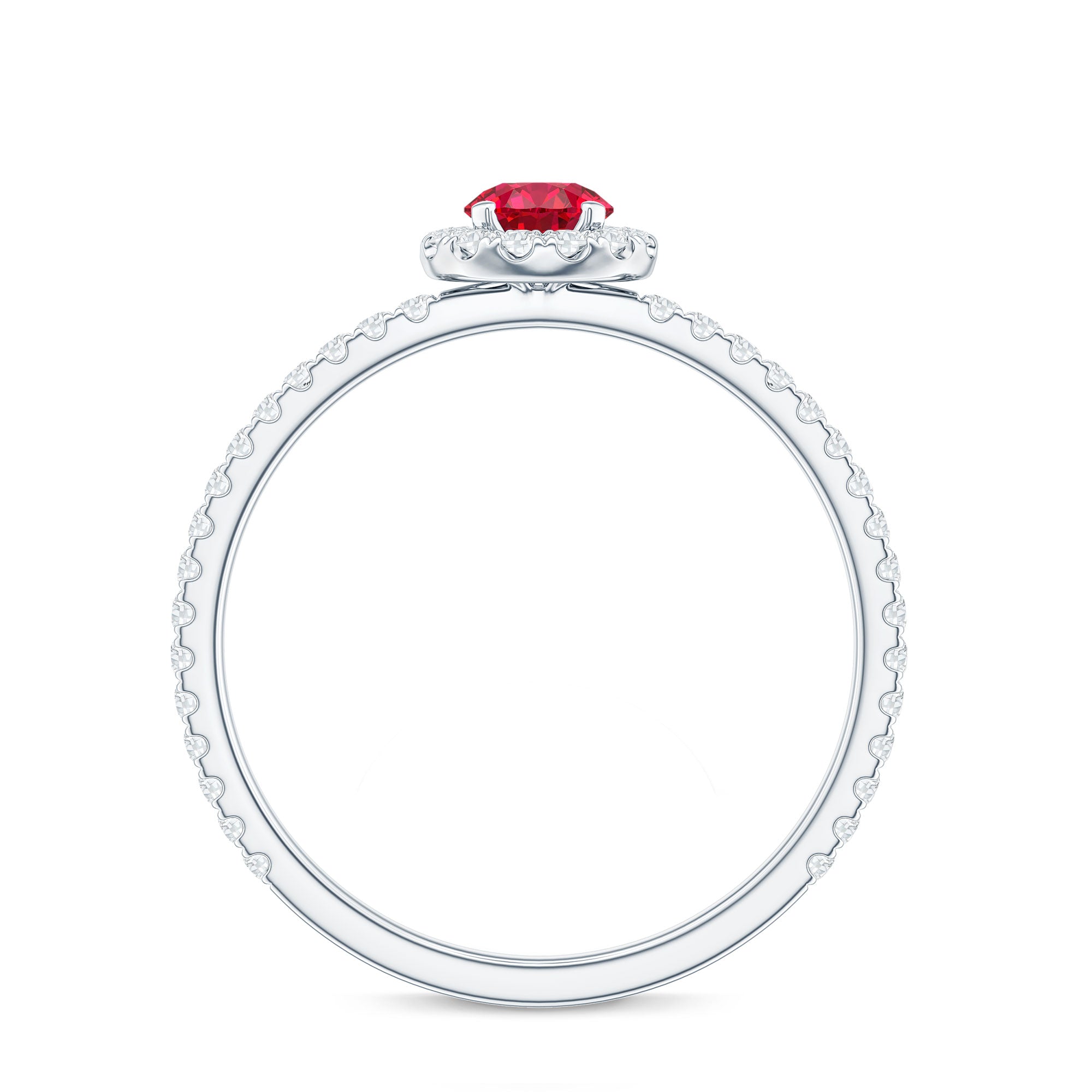 Certified Lab Grown Ruby and Diamond Halo Engagement Ring AAAA - Rosec Jewels