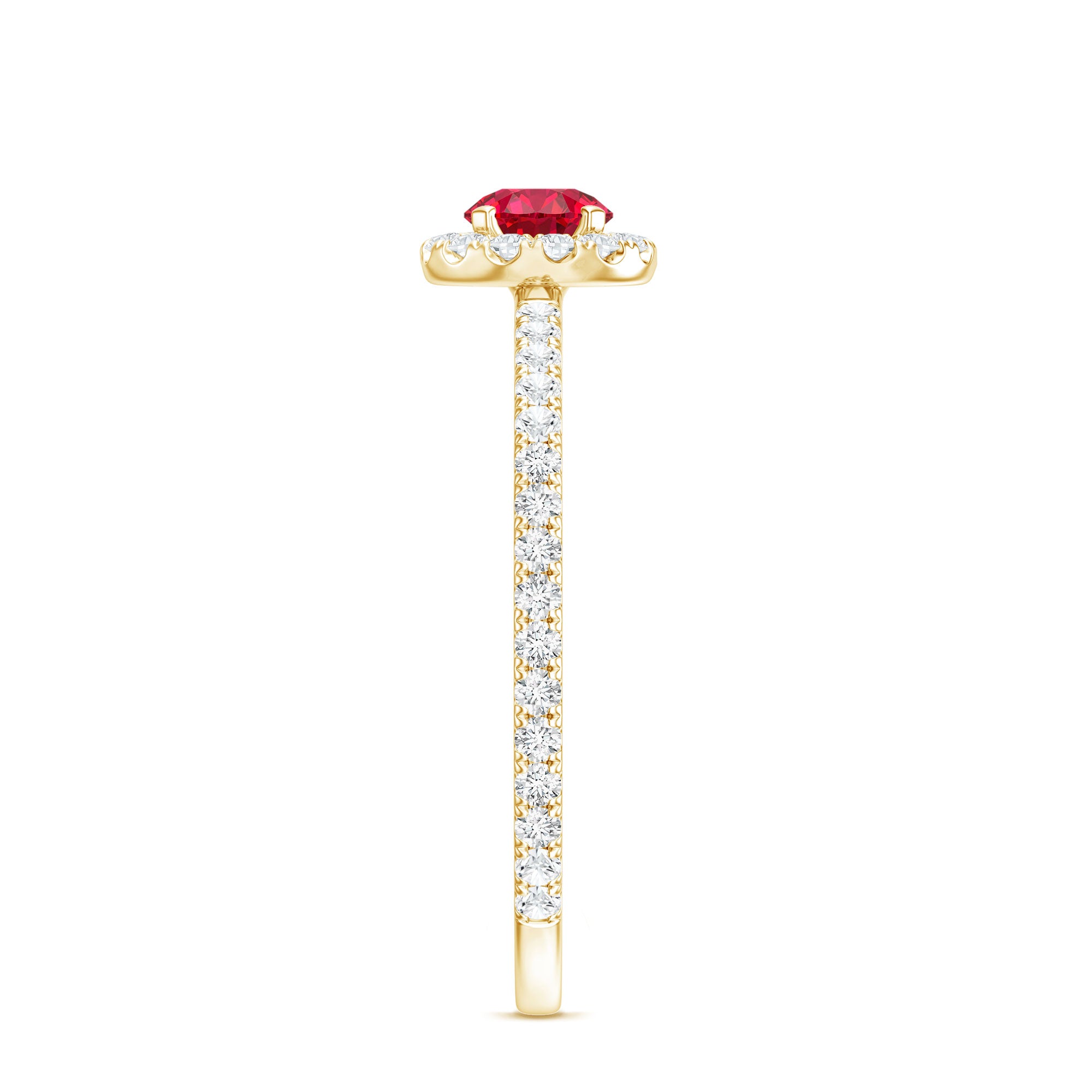Certified Lab Grown Ruby and Diamond Halo Engagement Ring AAAA - Rosec Jewels