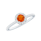 Rosec Jewels-Round Fire Opal Minimal Engagement Ring with Diamond