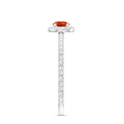Rosec Jewels-Round Fire Opal Minimal Engagement Ring with Diamond