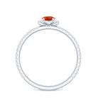 Rosec Jewels-Round Fire Opal Minimal Engagement Ring with Diamond