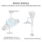 Designer Moonstone Engagement Ring with Diamond Side Stones AAA - Rosec Jewels