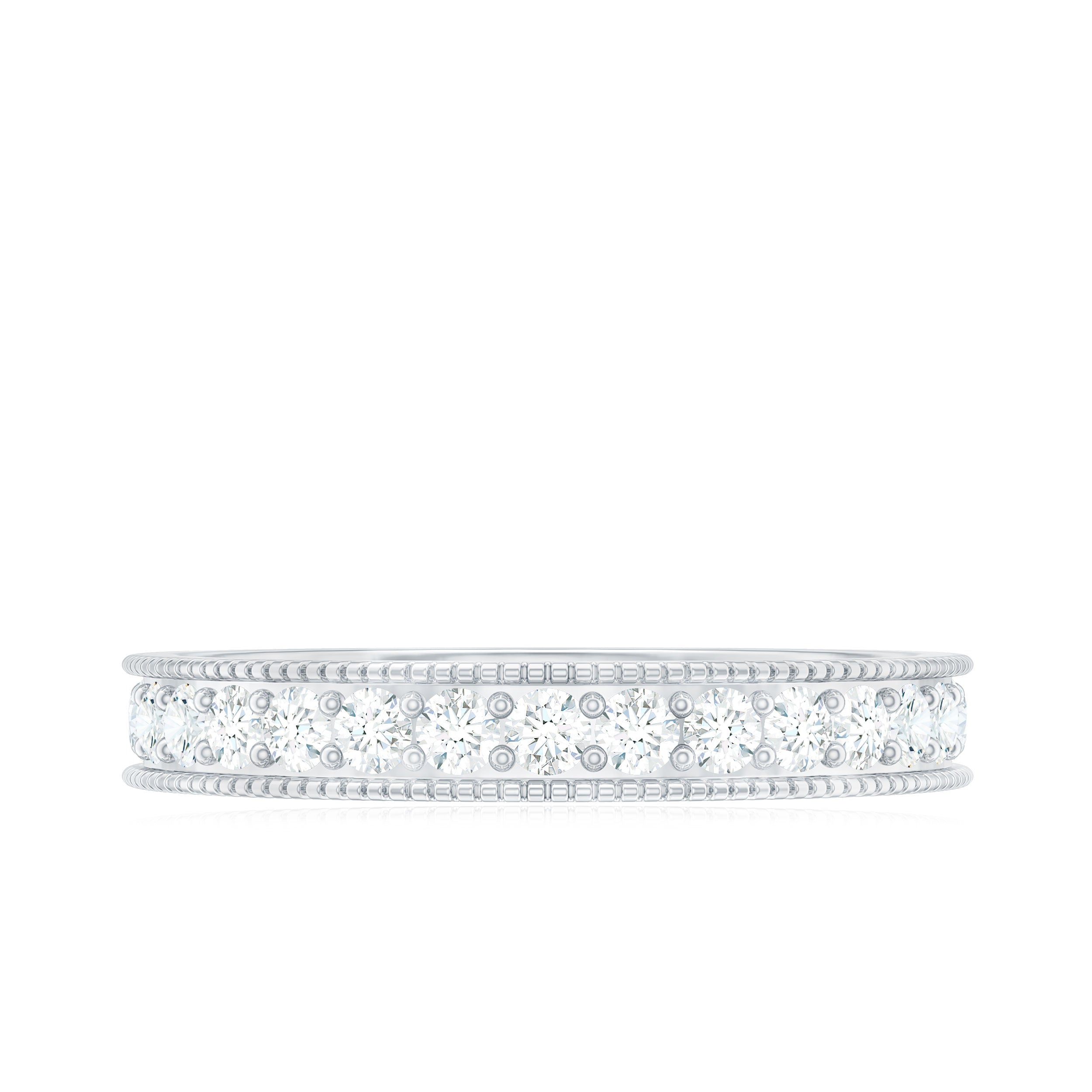 Moissanite Band Ring with Milgrain Detailing D-VS1 - Rosec Jewels