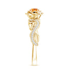 Rosec Jewels-Nature Inspired Citrine Flower Engagement Ring with Diamond