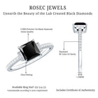 Certified 1 Carat Lab Grown Black and White Diamond Princess Cut Solitaire Engagement Ring AAAA ( Synthetic ) - Rosec Jewels