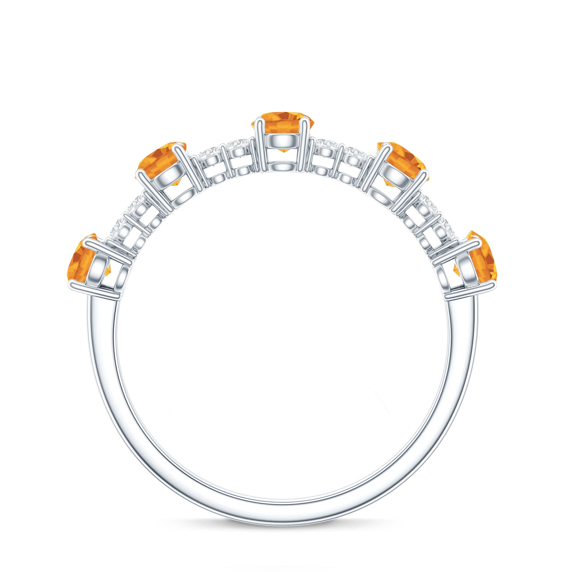 Natural Citrine Diamond Half Eternity Ring for Anniversary AAA - Rosec Jewels