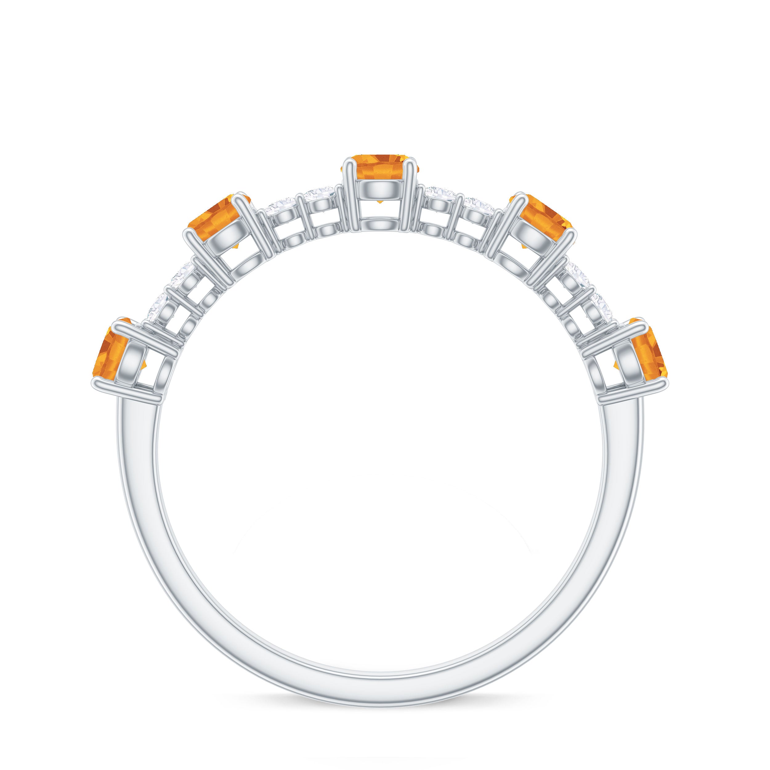 Rosec Jewels-Natural Citrine Diamond Half Eternity Ring for Anniversary