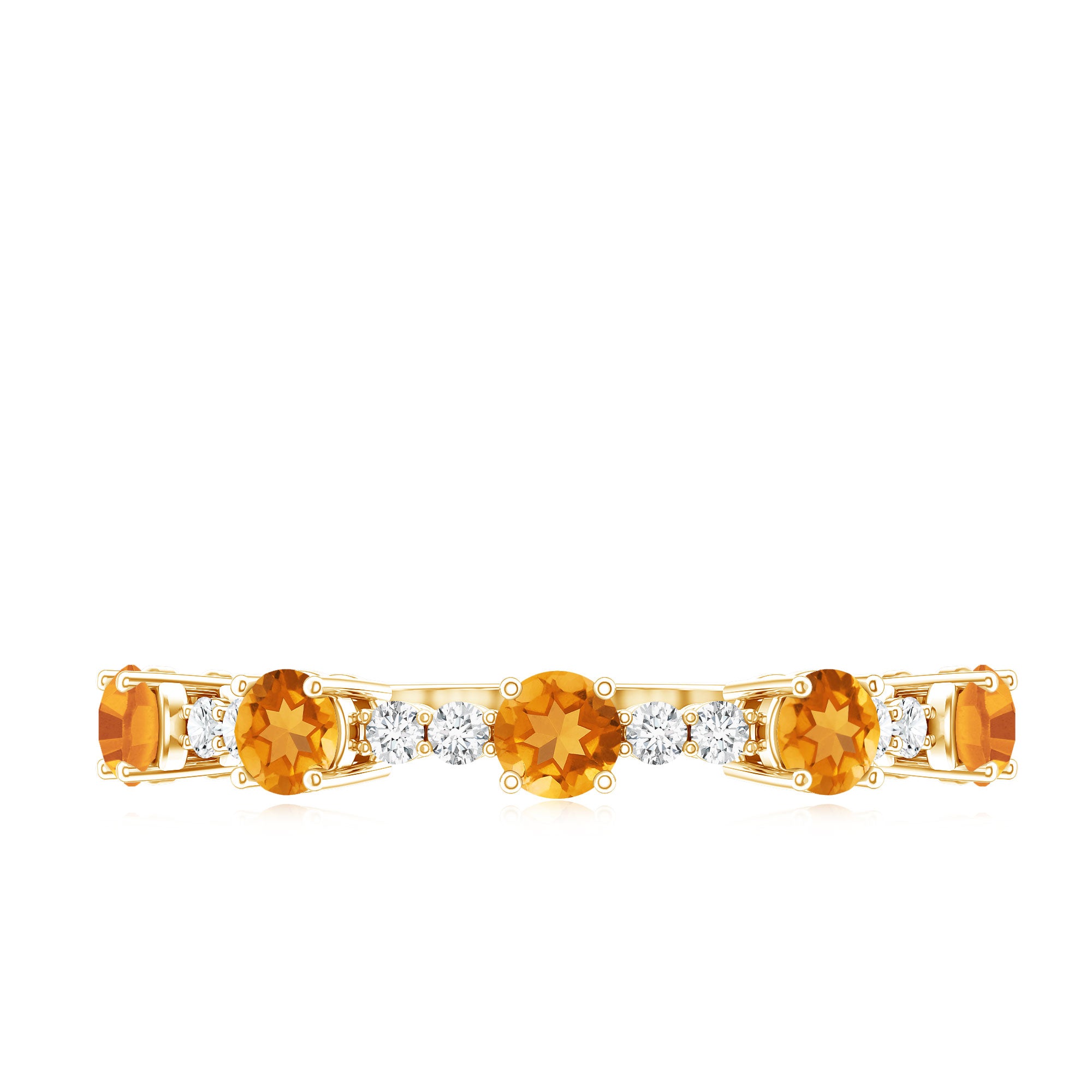 Natural Citrine Diamond Half Eternity Ring for Anniversary AAA - Rosec Jewels