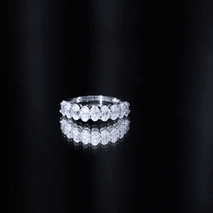 Oval Moissanite Half Eternity Wedding Band Ring D-VS1 - Rosec Jewels