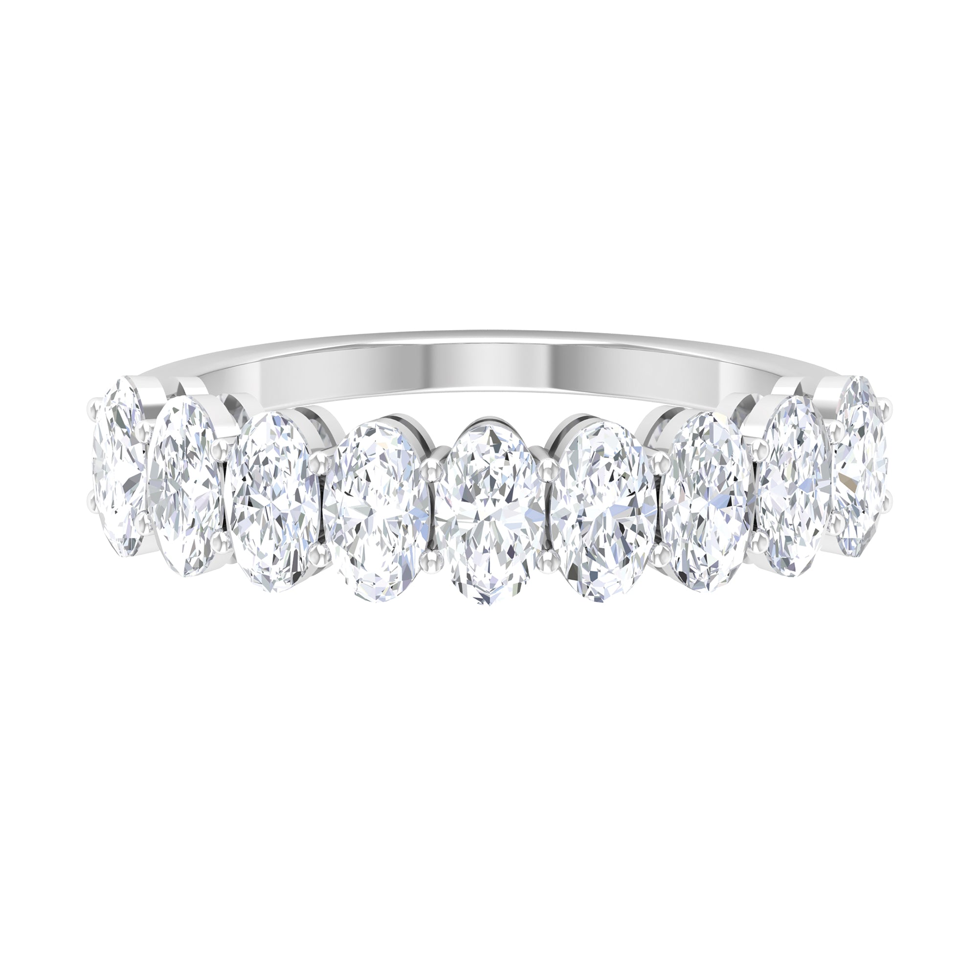 2.50 CT Oval Moissanite Half Eternity Band Ring in Gold Moissanite - ( D-VS1 ) - Color and Clarity - Rosec Jewels