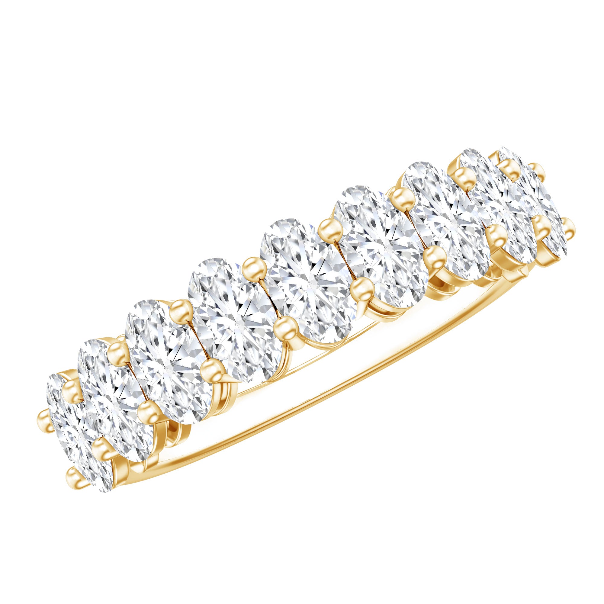 Oval Moissanite Half Eternity Wedding Band Ring D-VS1 - Rosec Jewels