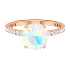 2.75 CT Certified Ethiopian Opal Solitaire Ring with Diamond Ethiopian Opal - ( AAA ) - Quality - Rosec Jewels