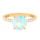 2.75 CT Certified Ethiopian Opal Solitaire Ring with Diamond Ethiopian Opal - ( AAA ) - Quality - Rosec Jewels