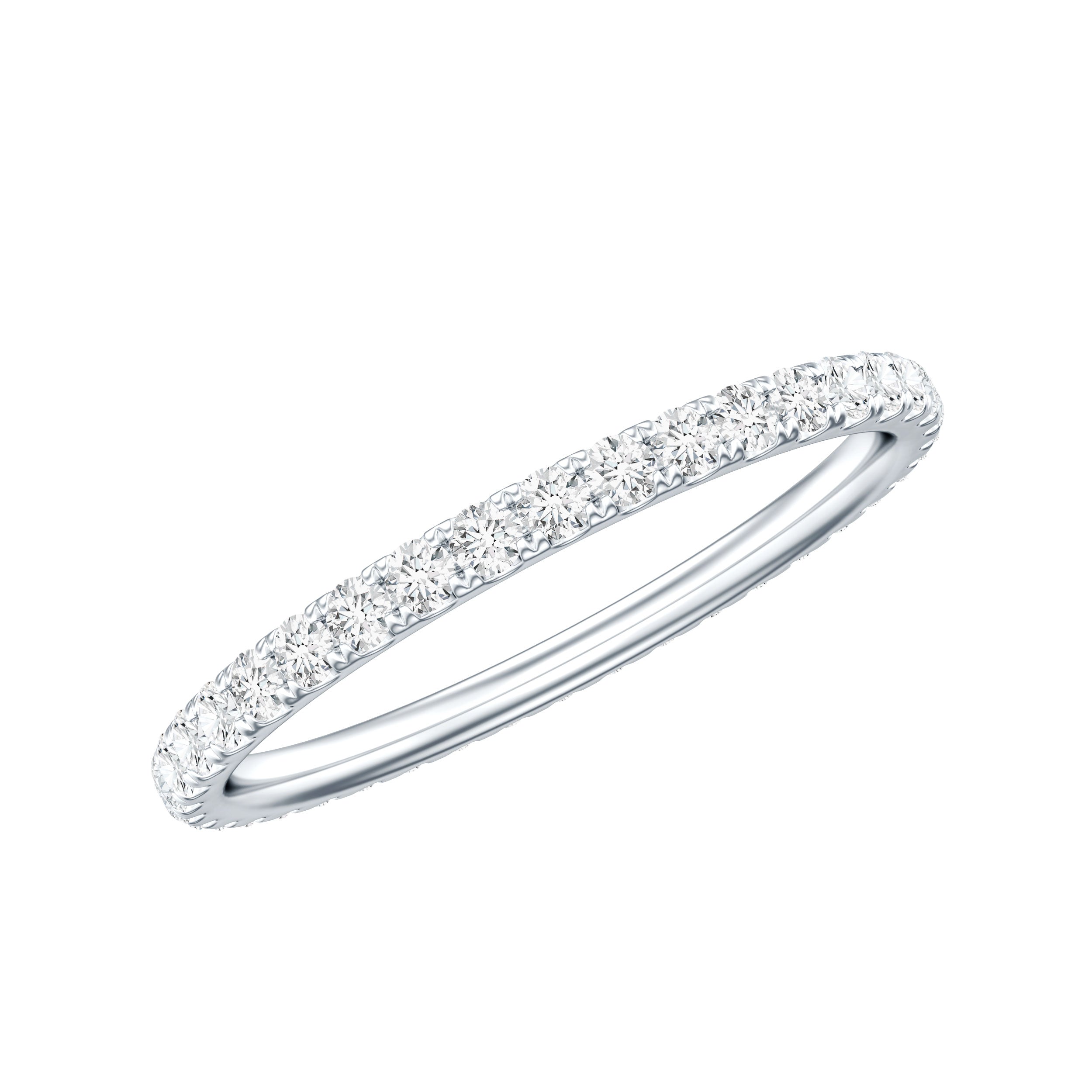 Certified Pave Moissanite Stackable Eternity Band in Silver D-VS1 92.5 Sterling Silver - Rosec Jewels