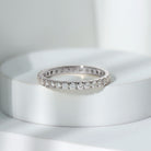 Certified Pave Moissanite Stackable Eternity Band in Silver D-VS1 92.5 Sterling Silver - Rosec Jewels