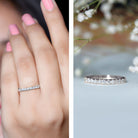 Certified Pave Moissanite Stackable Eternity Band in Silver D-VS1 92.5 Sterling Silver - Rosec Jewels