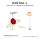 2 CT Claw Set Oval Created Ruby Solitaire and Marquise Diamond Trio Ring AAAA - Rosec Jewels