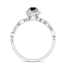 Certified Natural Garnet Rose Flower Engagement Ring with Diamond AAA - Rosec Jewels