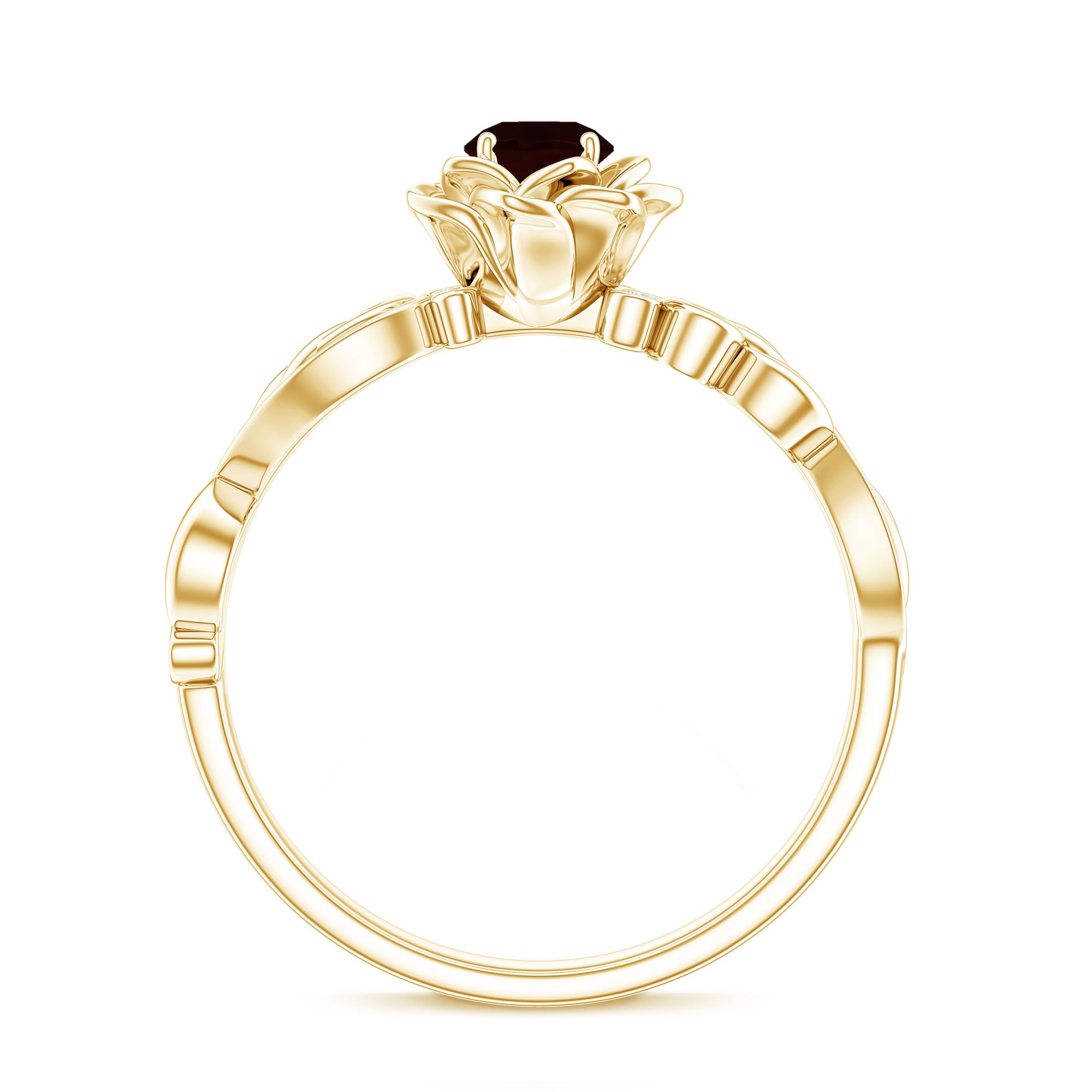 Certified Natural Garnet Rose Flower Engagement Ring with Diamond AAA - Rosec Jewels