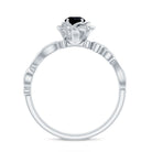 Nature Inspired Black Onyx and Diamond Floral Engagement Ring AAA - Rosec Jewels