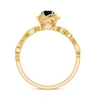 Nature Inspired Black Onyx and Diamond Floral Engagement Ring AAA - Rosec Jewels