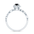 Rosec Jewels-Real Black Spinel Blooming Flower Engagement Ring with Diamond