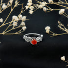Rosec Jewels-Nature Inspired Fire Opal and Diamond Engagement Ring with Certificate