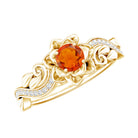 Rosec Jewels-Nature Inspired Fire Opal and Diamond Engagement Ring with Certificate