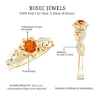 Rosec Jewels-Nature Inspired Fire Opal and Diamond Engagement Ring with Certificate
