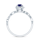 Rosec Jewels-Rose Flower Engagement Ring with Genuine Blue Sapphire and Diamond