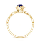 Rosec Jewels-Rose Flower Engagement Ring with Genuine Blue Sapphire and Diamond