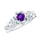 Rosec Jewels-1/2 CT Floral Inspired Amethyst and Diamond Engagement Ring