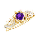 Rosec Jewels-1/2 CT Floral Inspired Amethyst and Diamond Engagement Ring