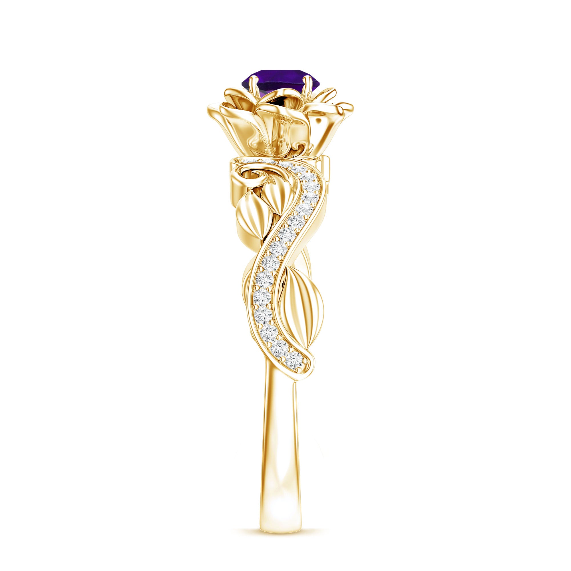 Rosec Jewels-1/2 CT Floral Inspired Amethyst and Diamond Engagement Ring