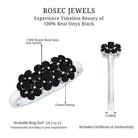 Certified Black Onyx Flower Engagement Ring AAA - Rosec Jewels