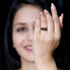 Certified Black Onyx Flower Engagement Ring AAA - Rosec Jewels